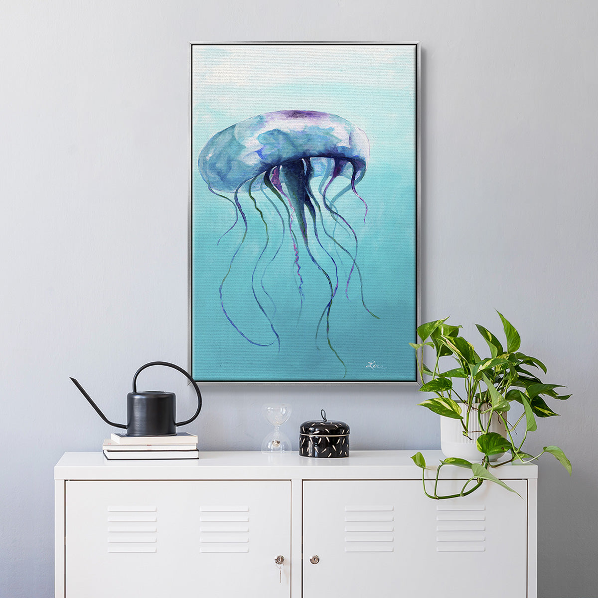 Jelly Fish - Framed Premium Gallery Wrapped Canvas L Frame - Ready to Hang