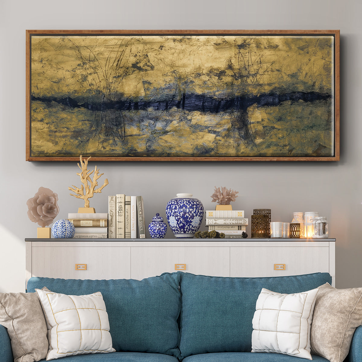 Etched Gold - Floater Framed Canvas Print