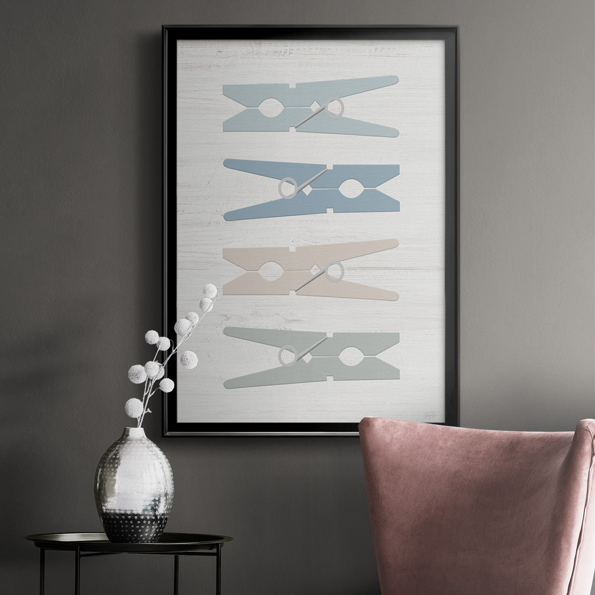 Laundry Pins - Modern Framed Canvas Print