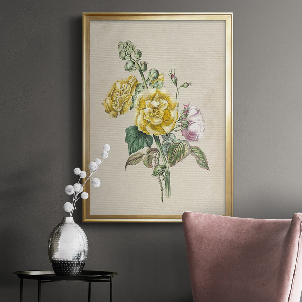 Antique Garden Bouquet II - Modern Framed Canvas Print