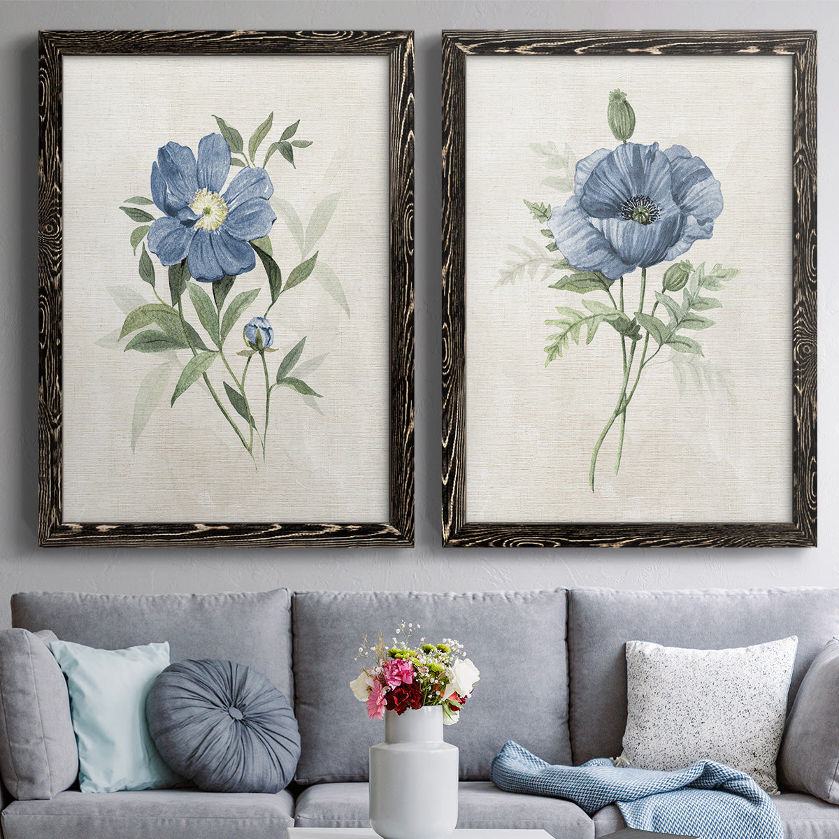 Farmhouse Periwinkle III - Premium Framed Canvas 2 Piece Set - Ready to Hang