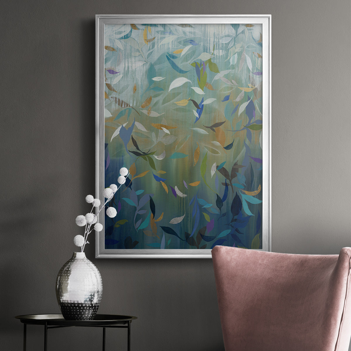 Falling Leaves - Modern Framed Canvas Print