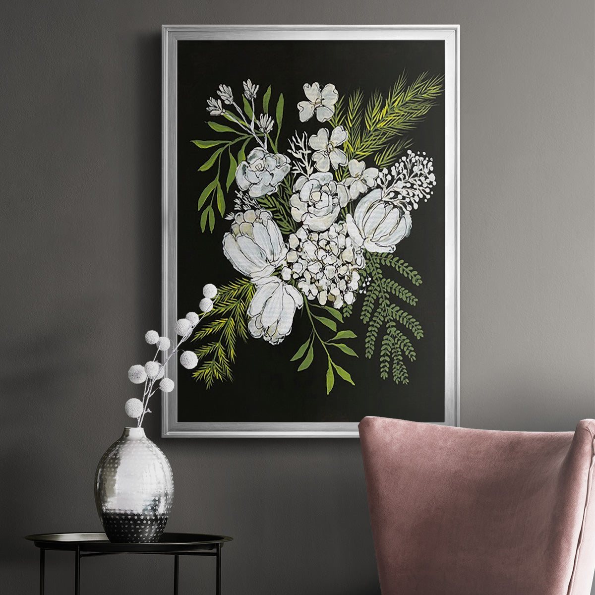 Alabaster Bouquet II - Modern Framed Canvas Print