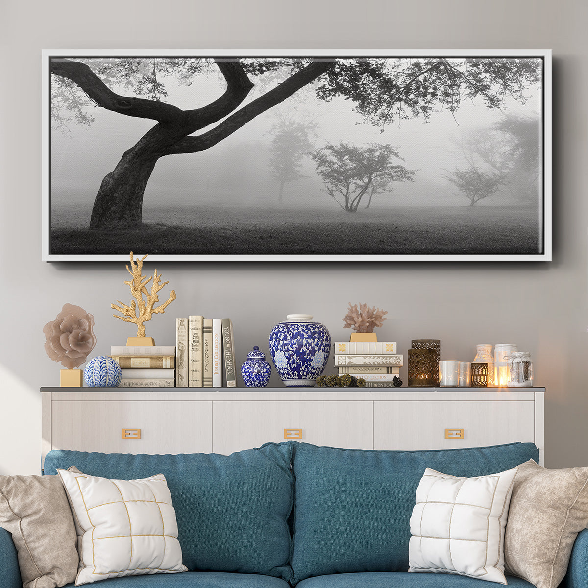 Morning Mist, Farmington Hills, Michigan - Floater Framed Canvas Print