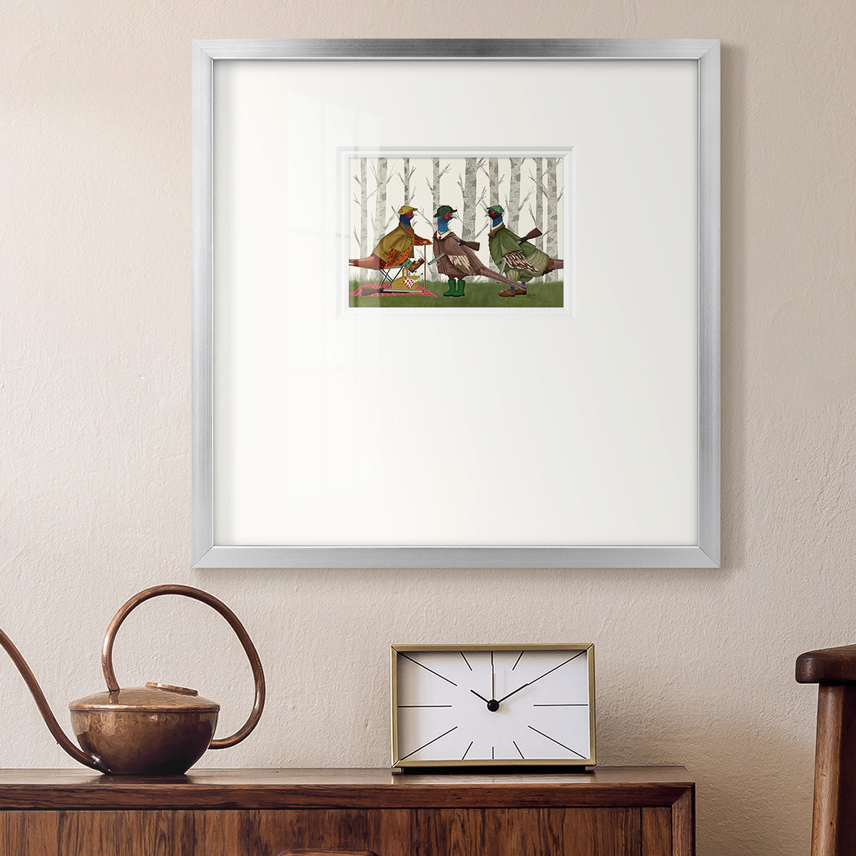 Pheasant Shooting Party Group 1 Premium Framed Print Double Matboard