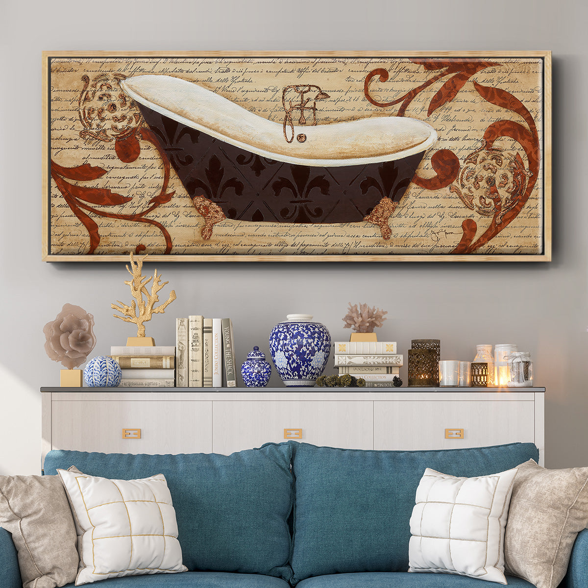 Renaissance Bath I - Floater Framed Canvas Print