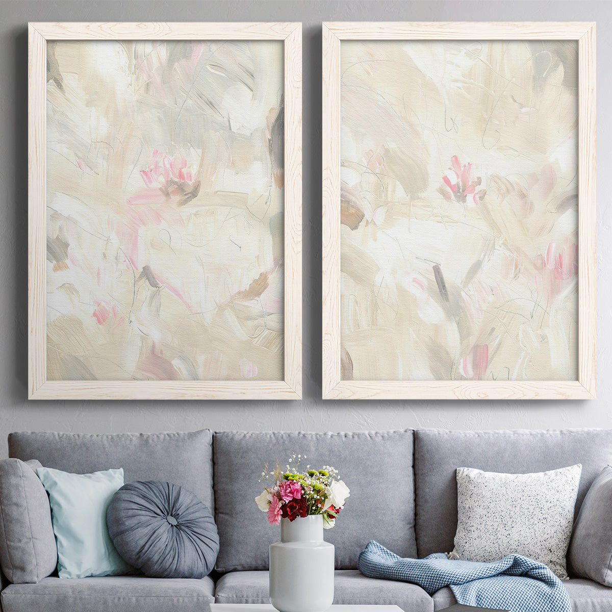 Soft Abstraction I - Premium Framed Canvas 2 Piece Set - Ready to Hang