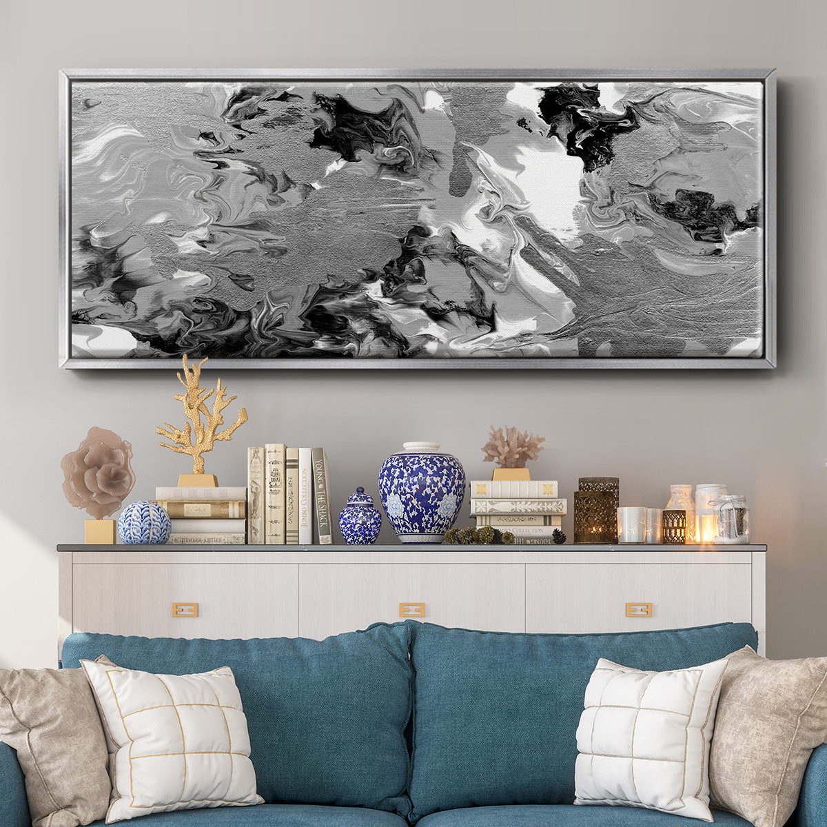 Rich Marble - Floater Framed Canvas Print