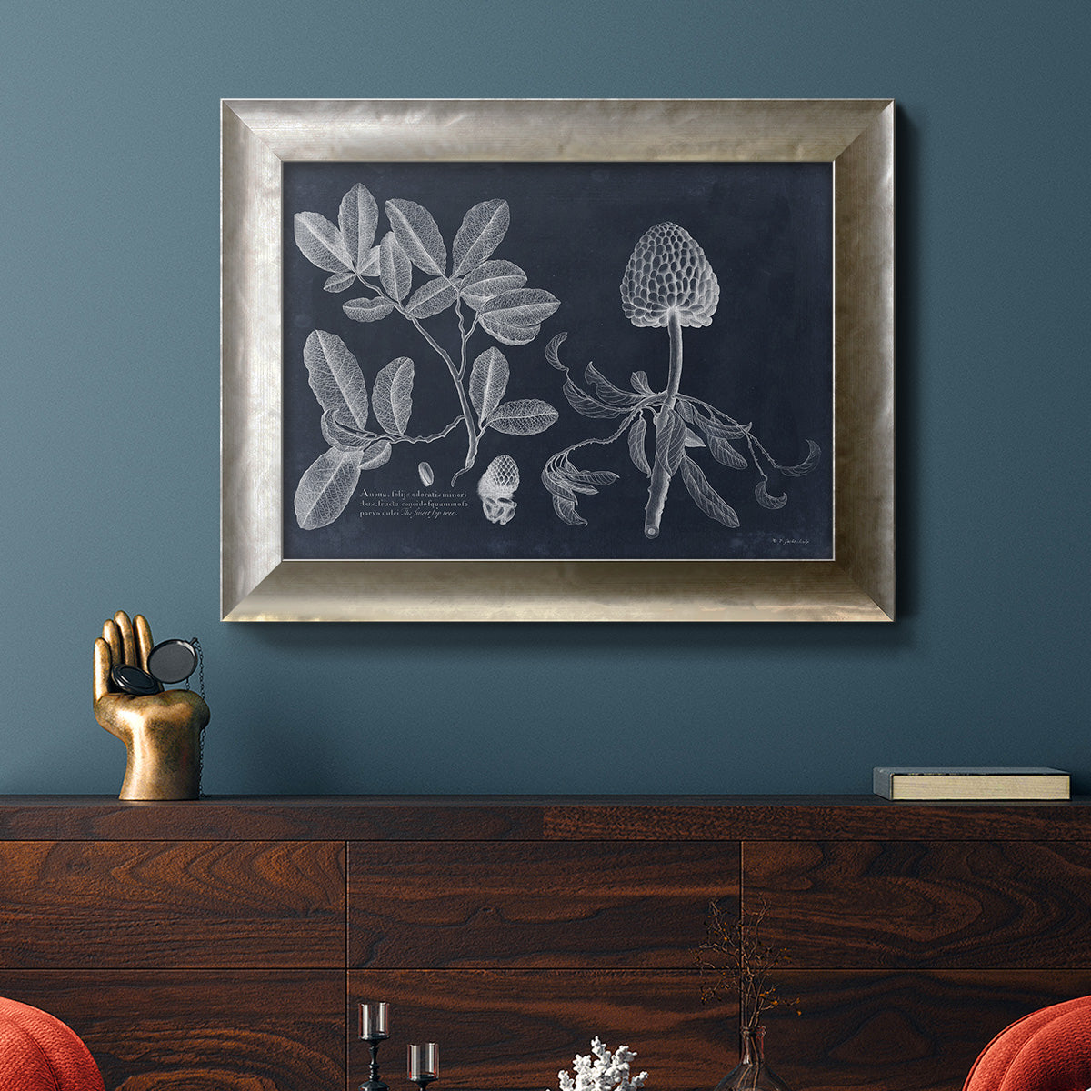 Foliage on Navy II Premium Framed Canvas- Ready to Hang