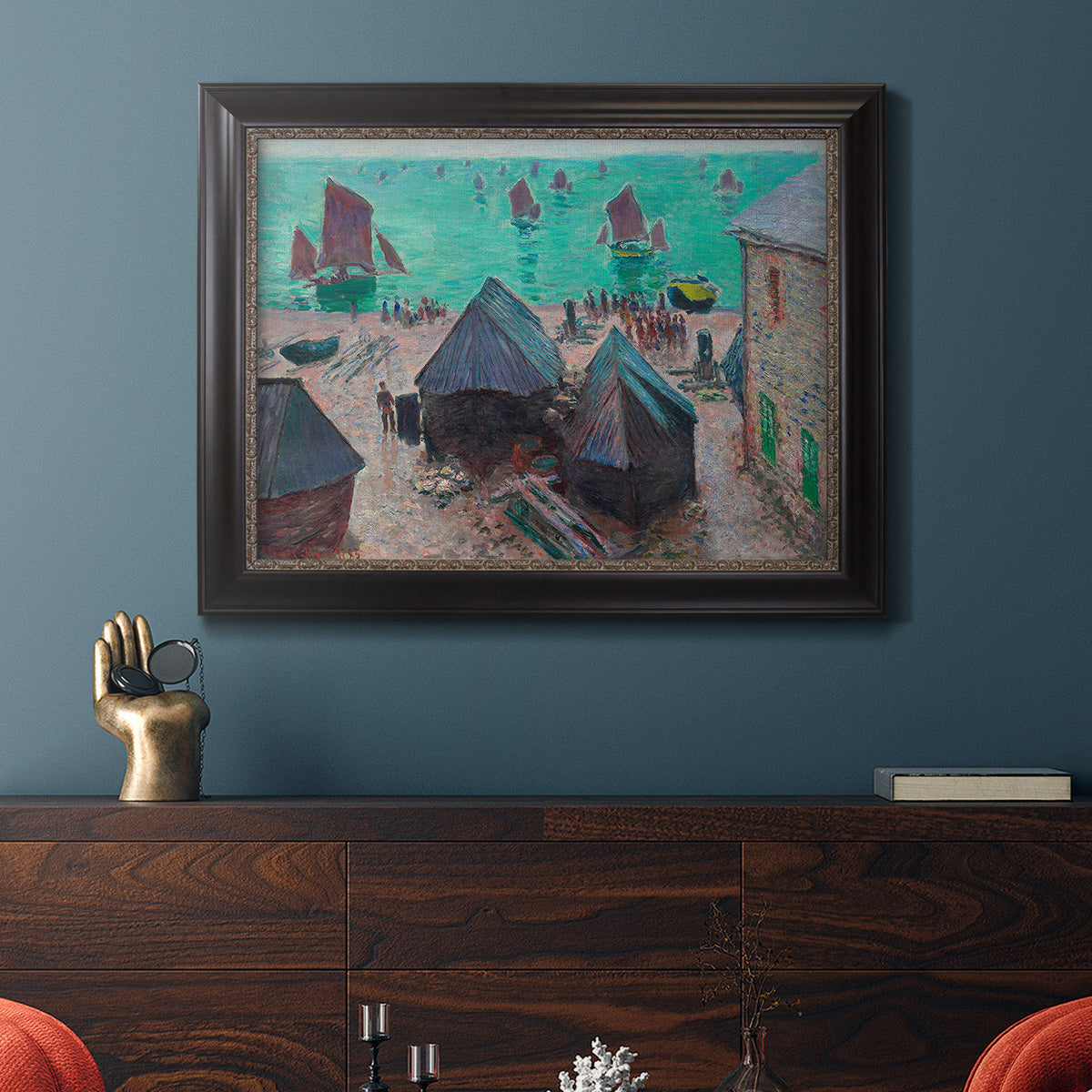 The Departure of the Boats Etretat - Ornate Framed Canvas Print