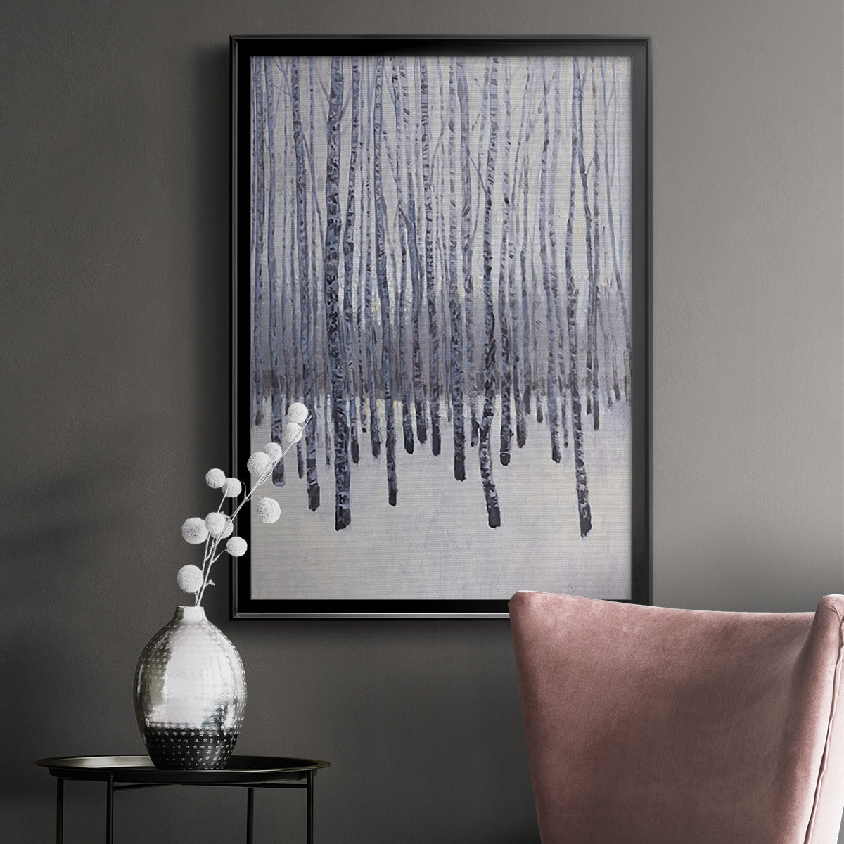 Bare Trees in Winter II - Modern Framed Canvas Print