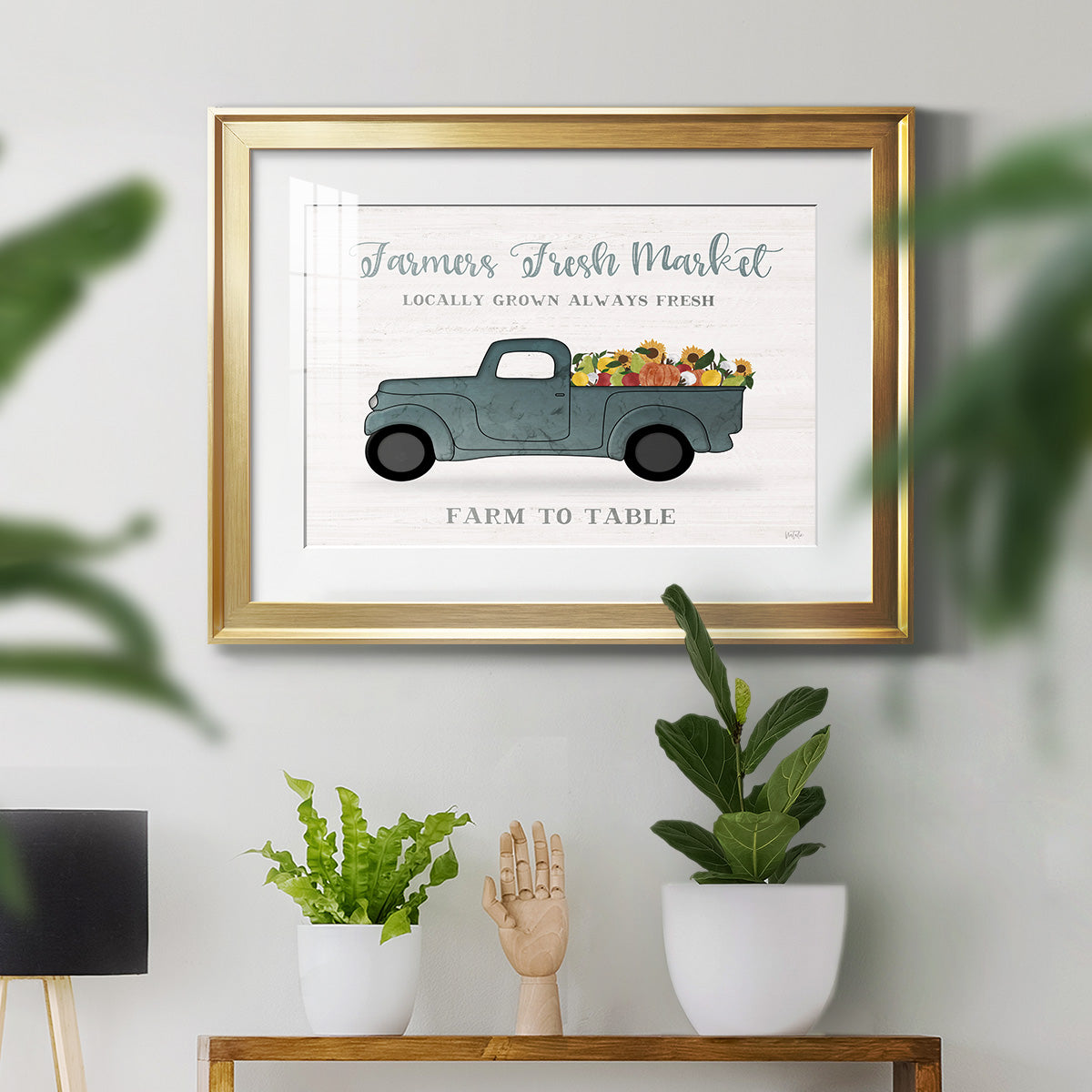 Fresh Sunflowers Truck Premium Framed Print - Ready to Hang