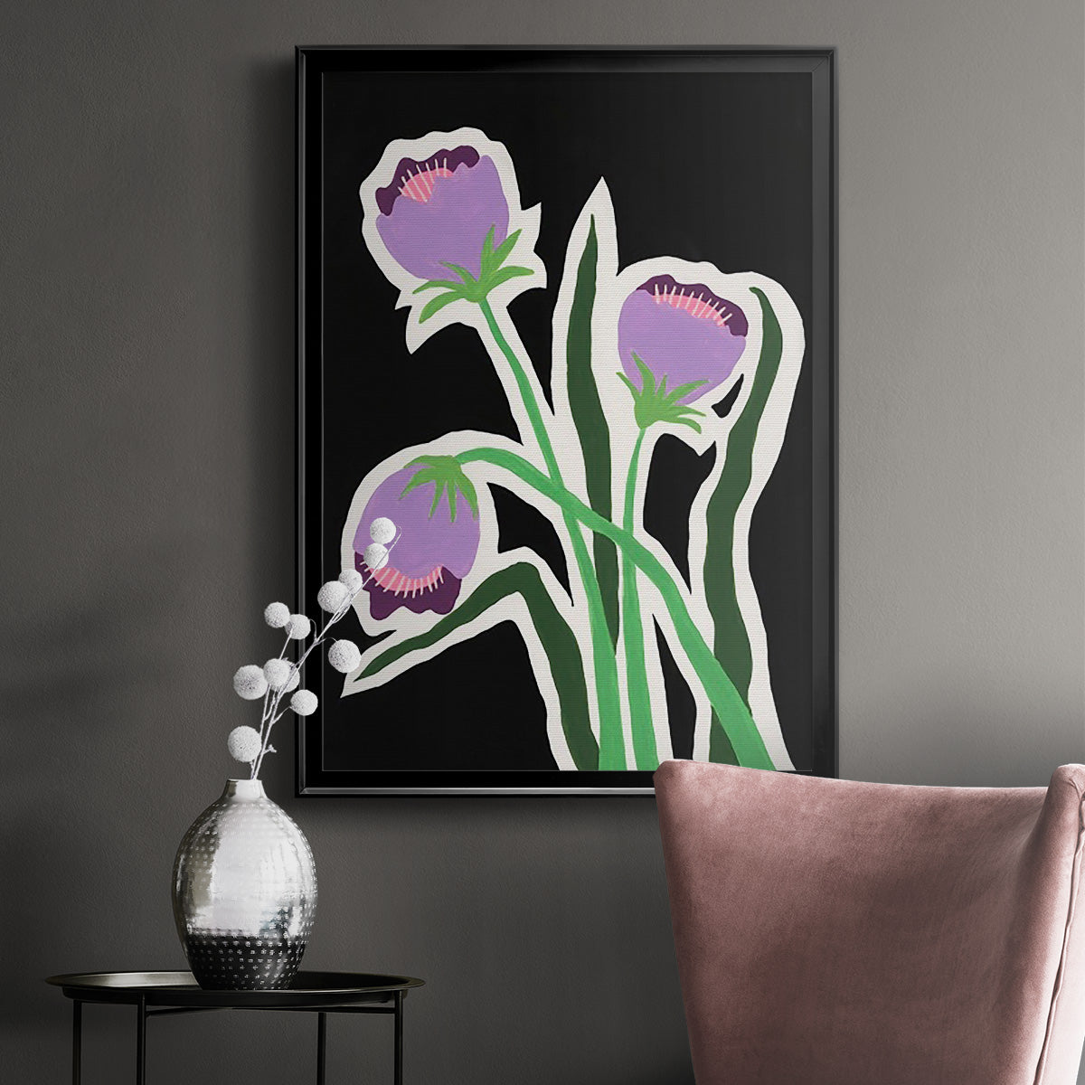 Pop Flowers II - Modern Framed Canvas Print