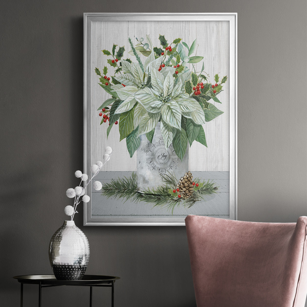 Farmhouse Christmas Joy - Modern Framed Canvas Print