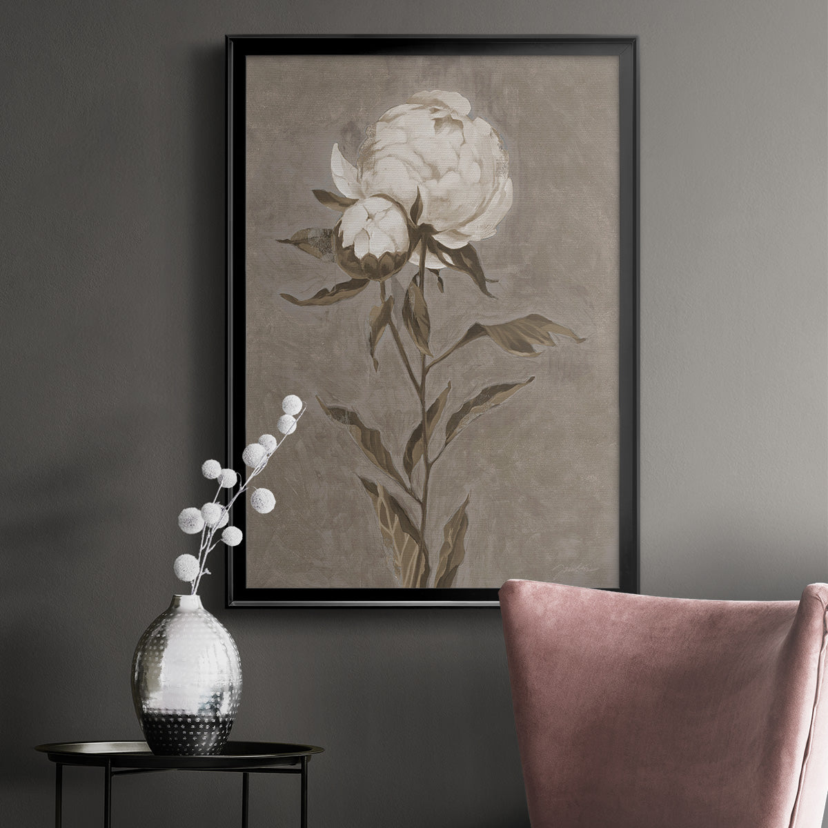 Pretty As A Peony II - Modern Framed Canvas Print