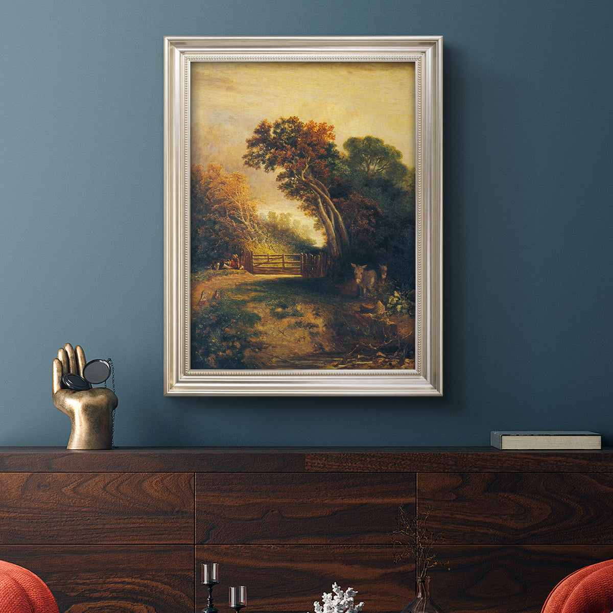 Landscape with Picnickers and Donkeys - Ornate Framed Canvas Print