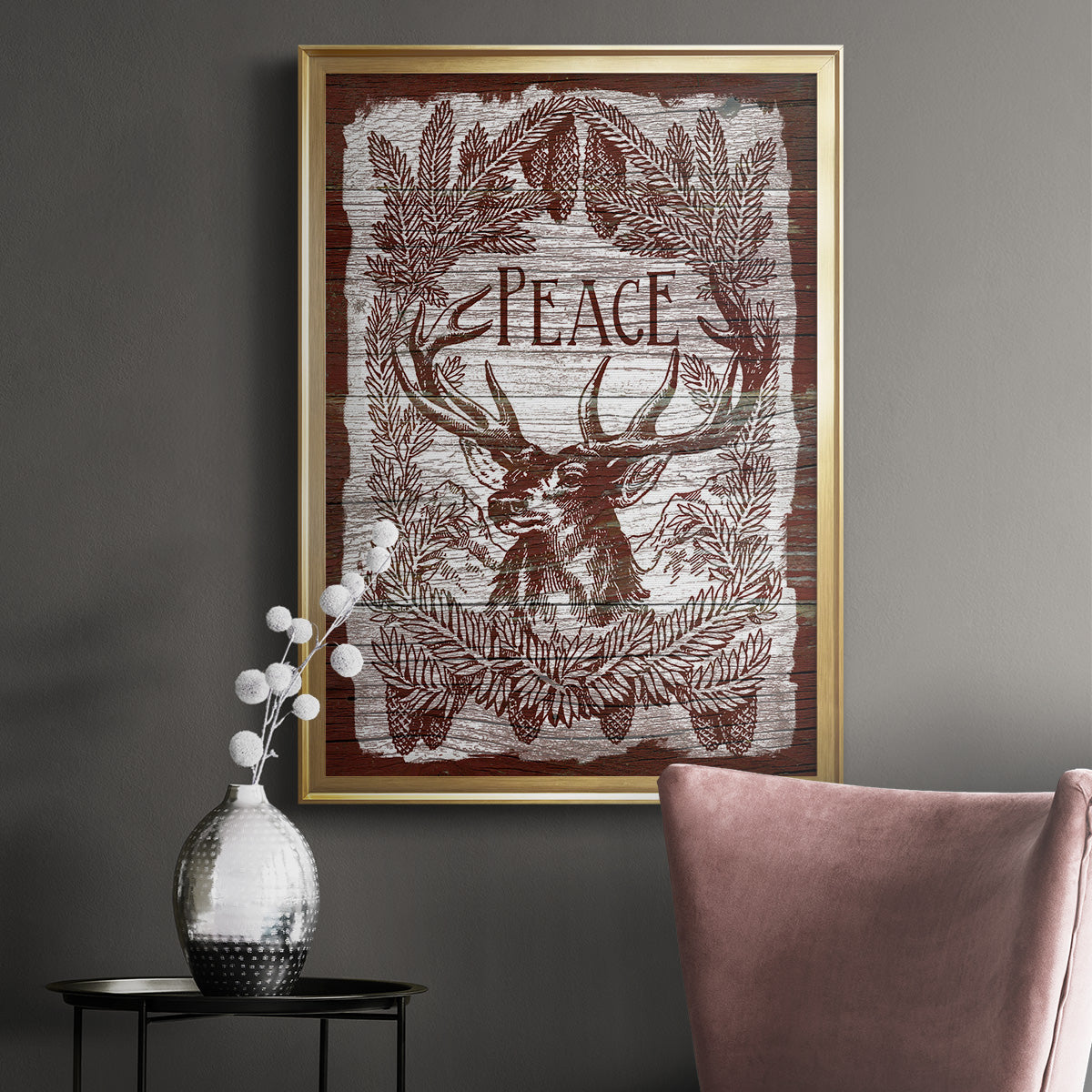 Red Wood Peace -  Framed Canvas Print
