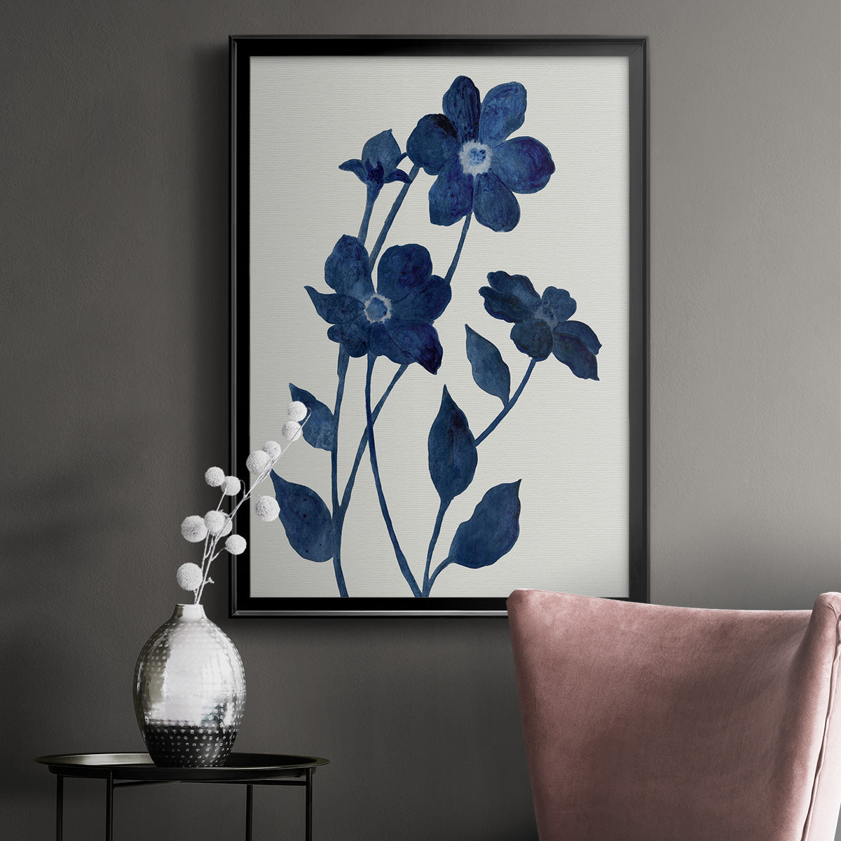 Indigo Bloom II - Modern Framed Canvas Print