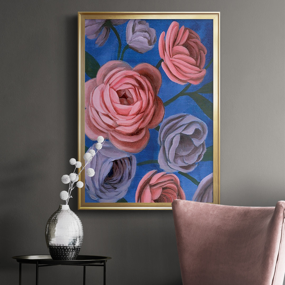 Layered Petals II - Modern Framed Canvas Print