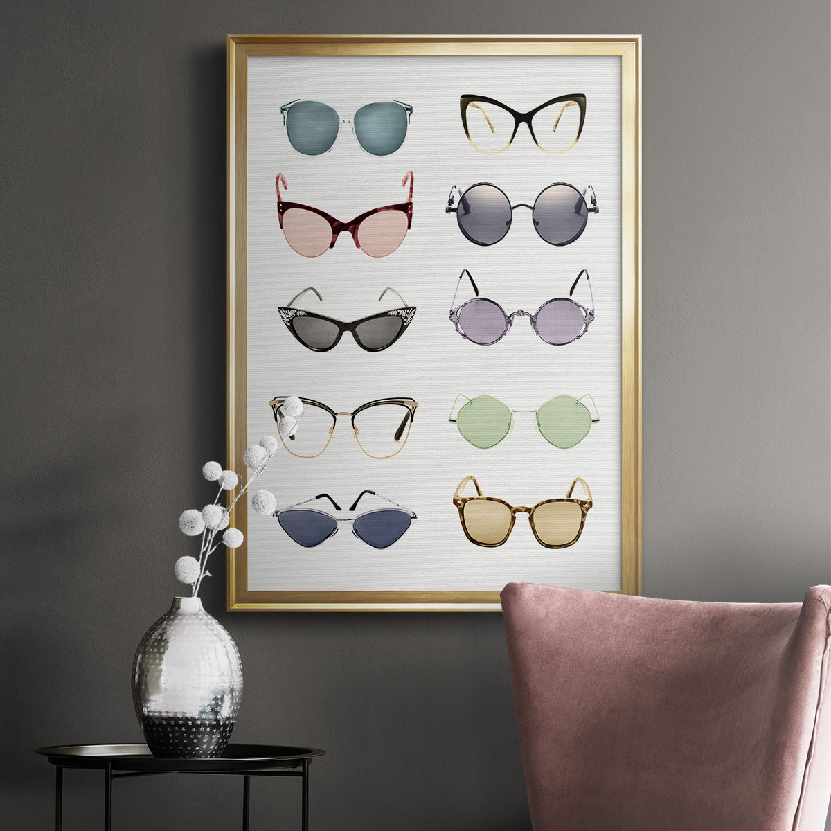 Vintage Glasses I - Modern Framed Canvas Print