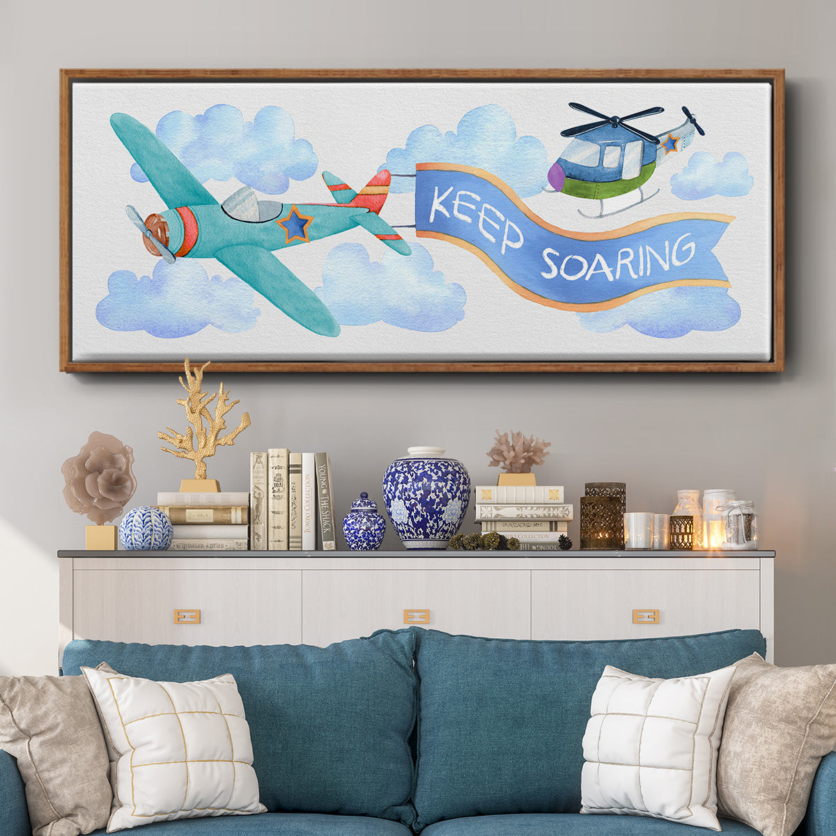 Soar Airplane - Floater Framed Canvas Print