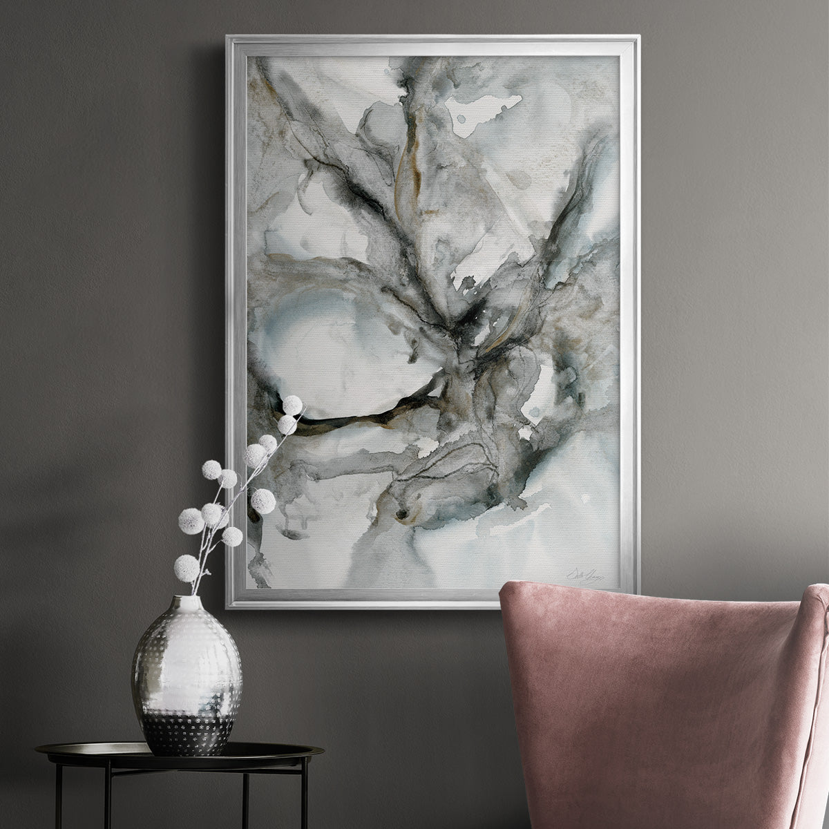 Marble Harmony - Modern Framed Canvas Print