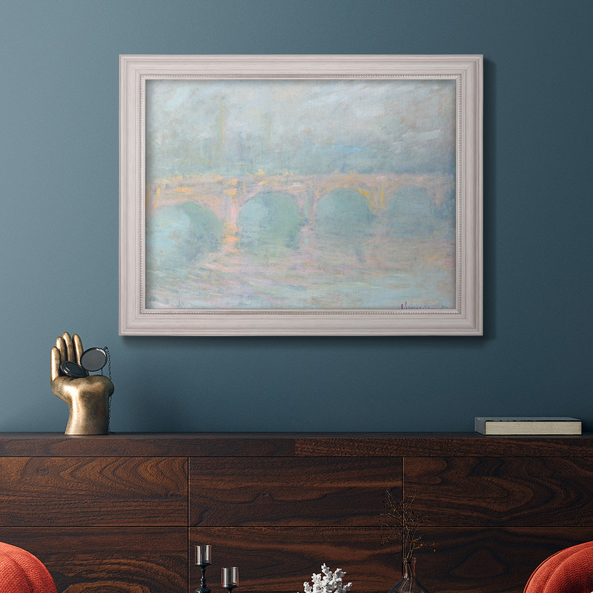 Waterloo Bridge At Sunset Pink Effect - Ornate Framed Canvas Print