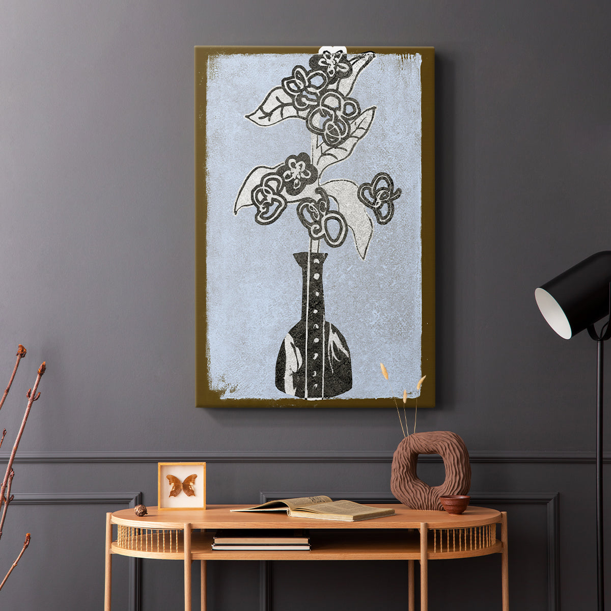 Graphic Flowers in Vase III - Canvas Art Print