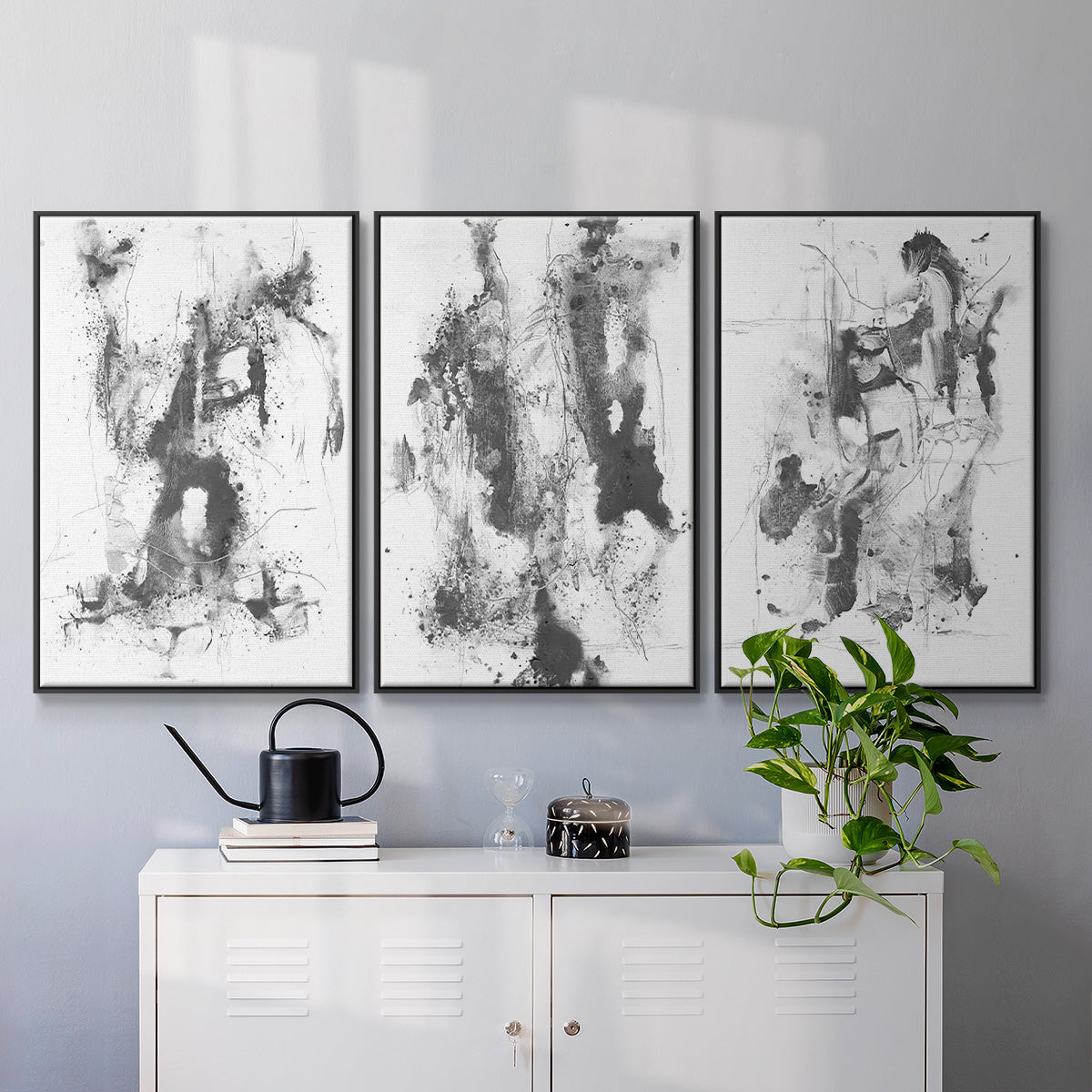 Graphite Abstract I - Floater Framed Canvas Set