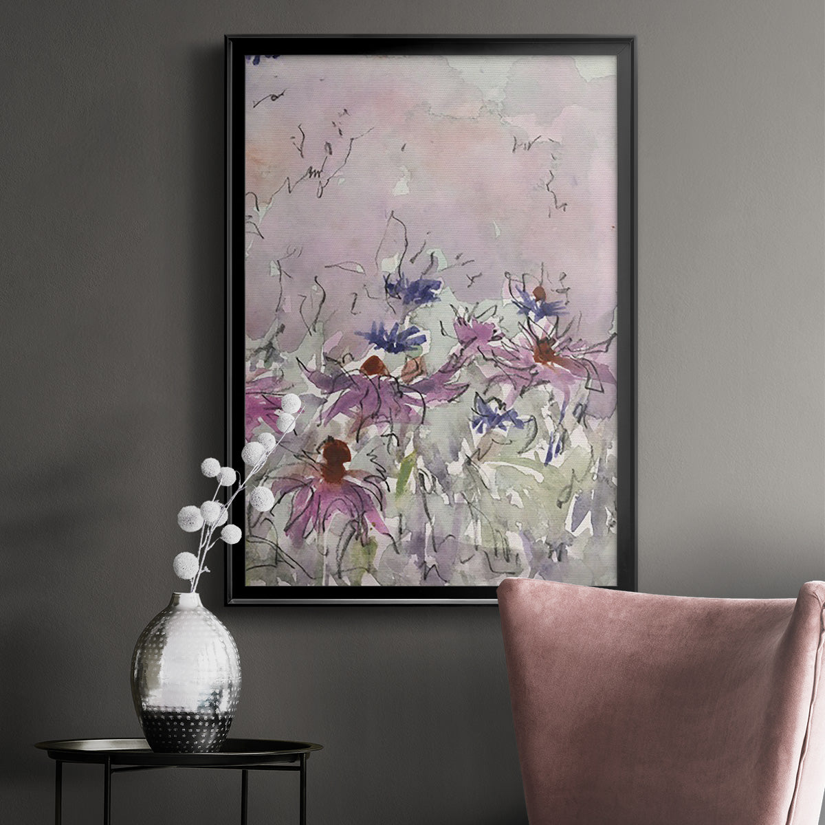 Floral Entertainment I - Modern Framed Canvas Print