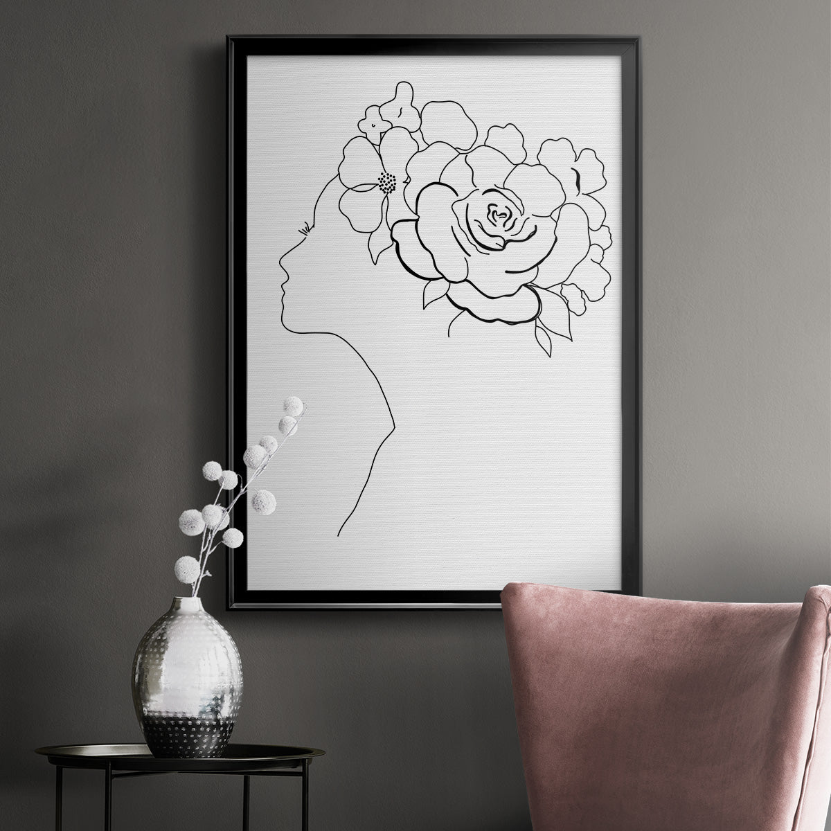 Fashion Floral Sketch II - Modern Framed Canvas Print