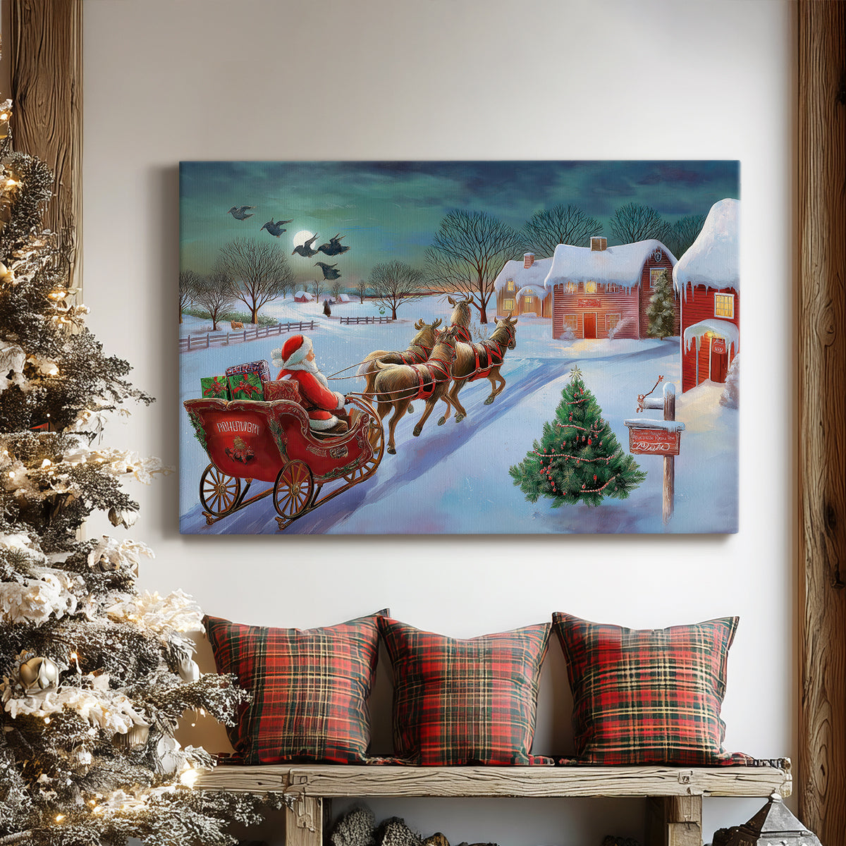 Soft Linen Promise of Wreath - Canvas Art Print