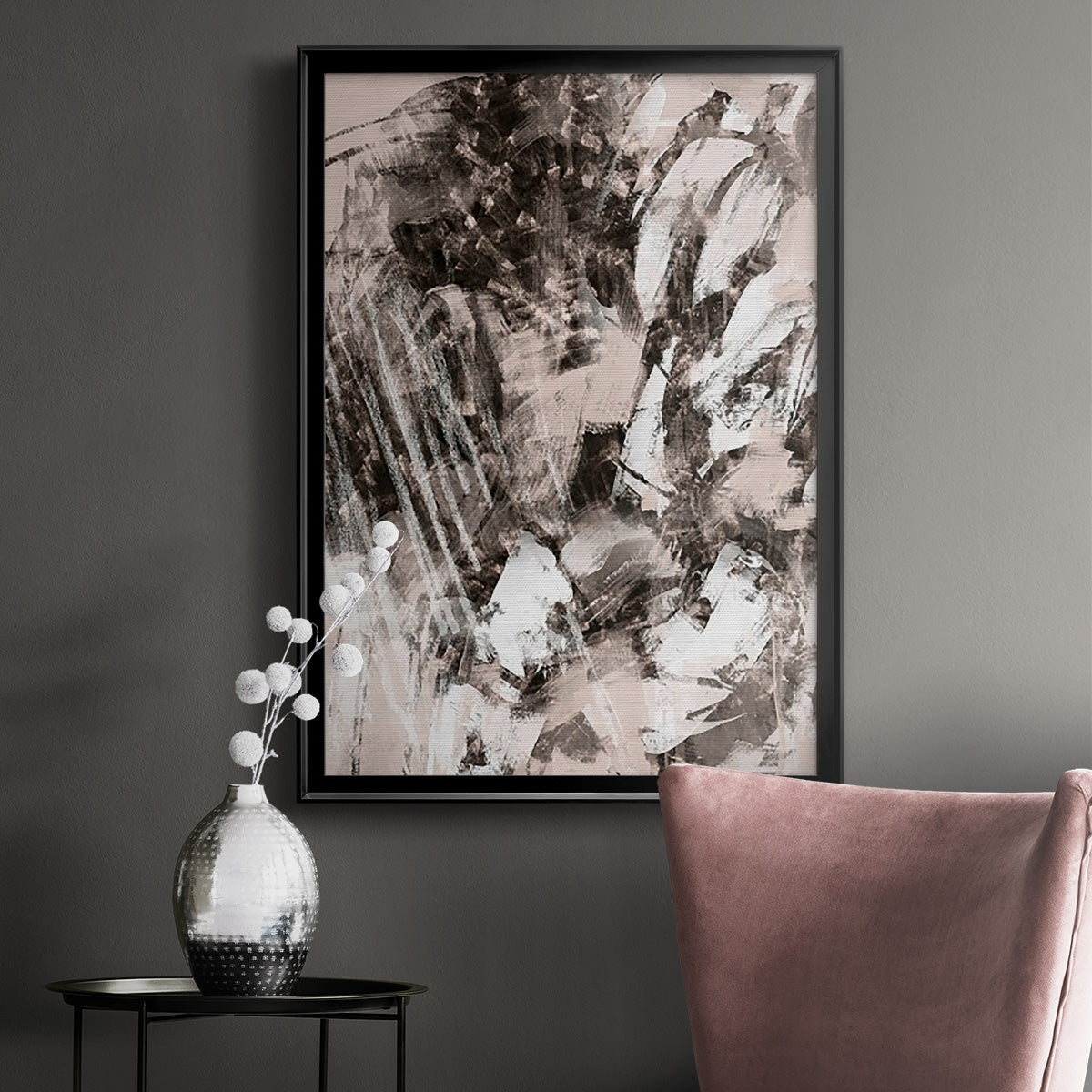 Blush Blackboard I - Modern Framed Canvas Print