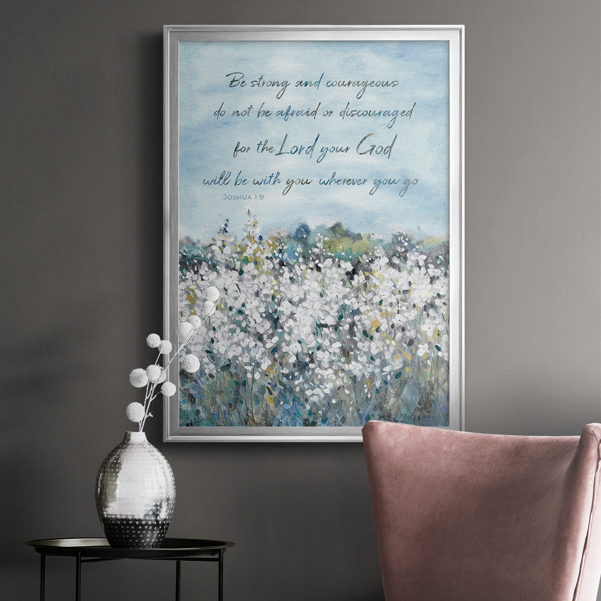 Be Strong Flower Field - Modern Framed Canvas Print