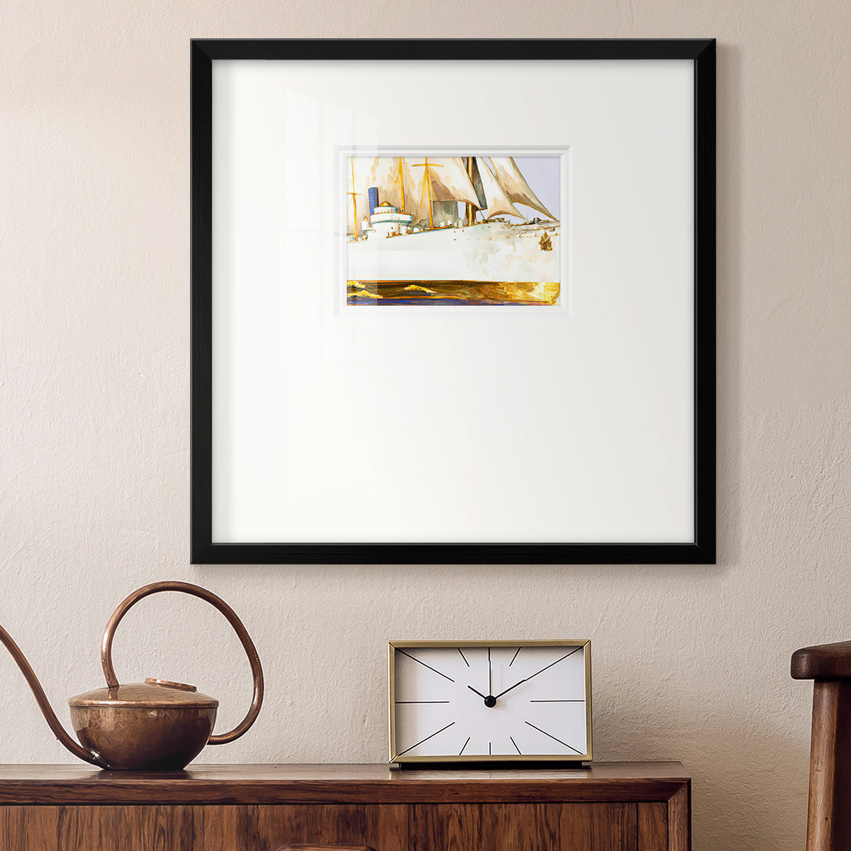 Golden Steam Ship II Premium Framed Print Double Matboard