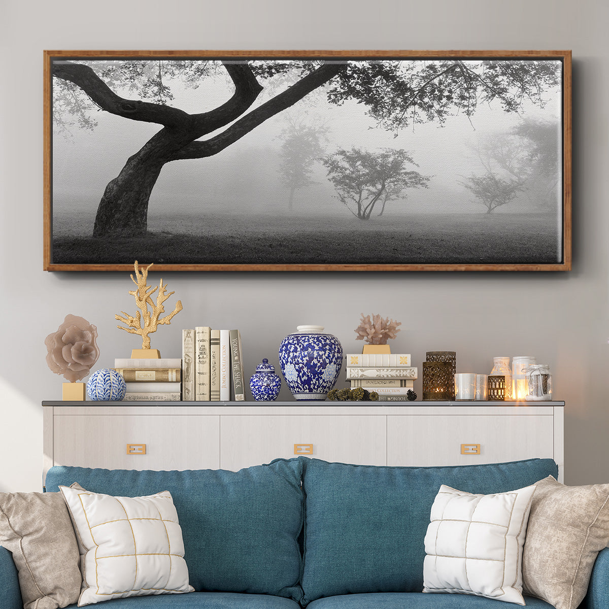 Morning Mist, Farmington Hills, Michigan - Floater Framed Canvas Print