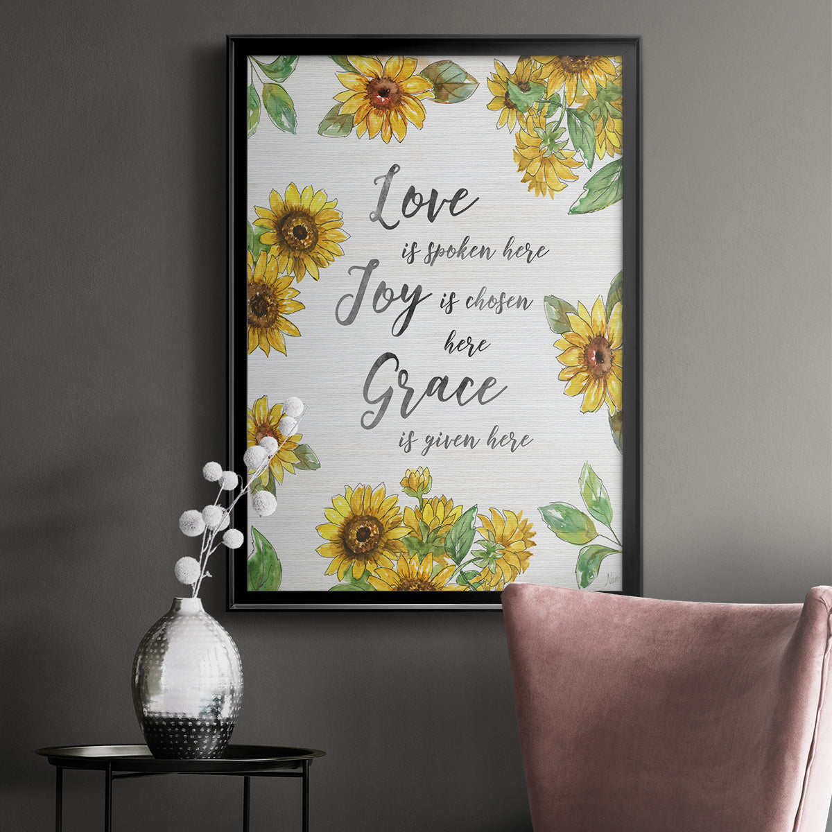Grace Given Here - Modern Framed Canvas Print