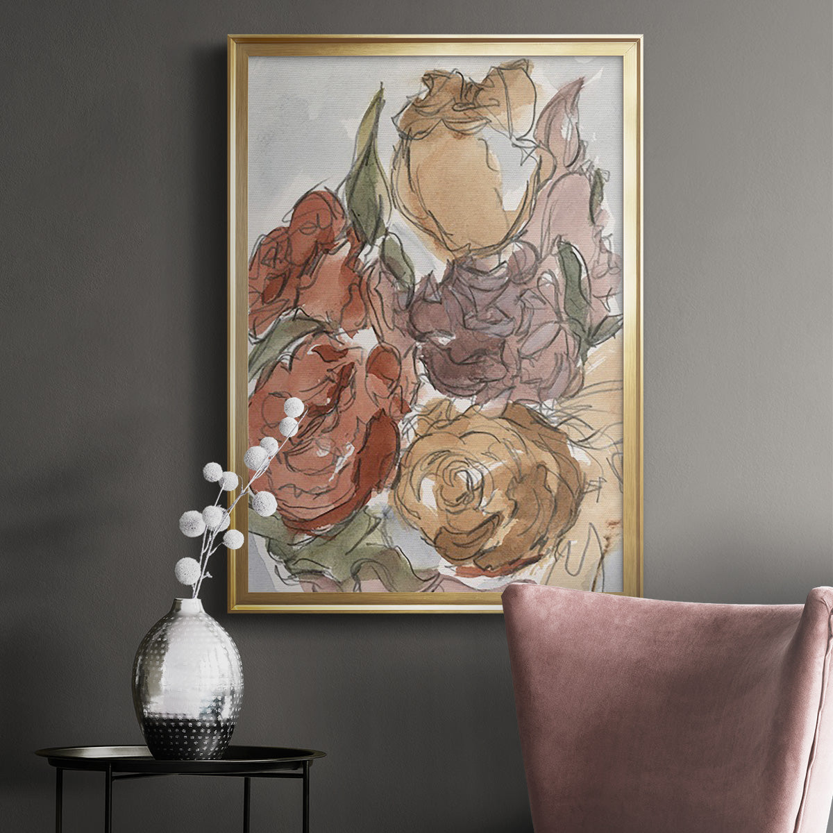 Cropped Floral Arrangement II - Modern Framed Canvas Print