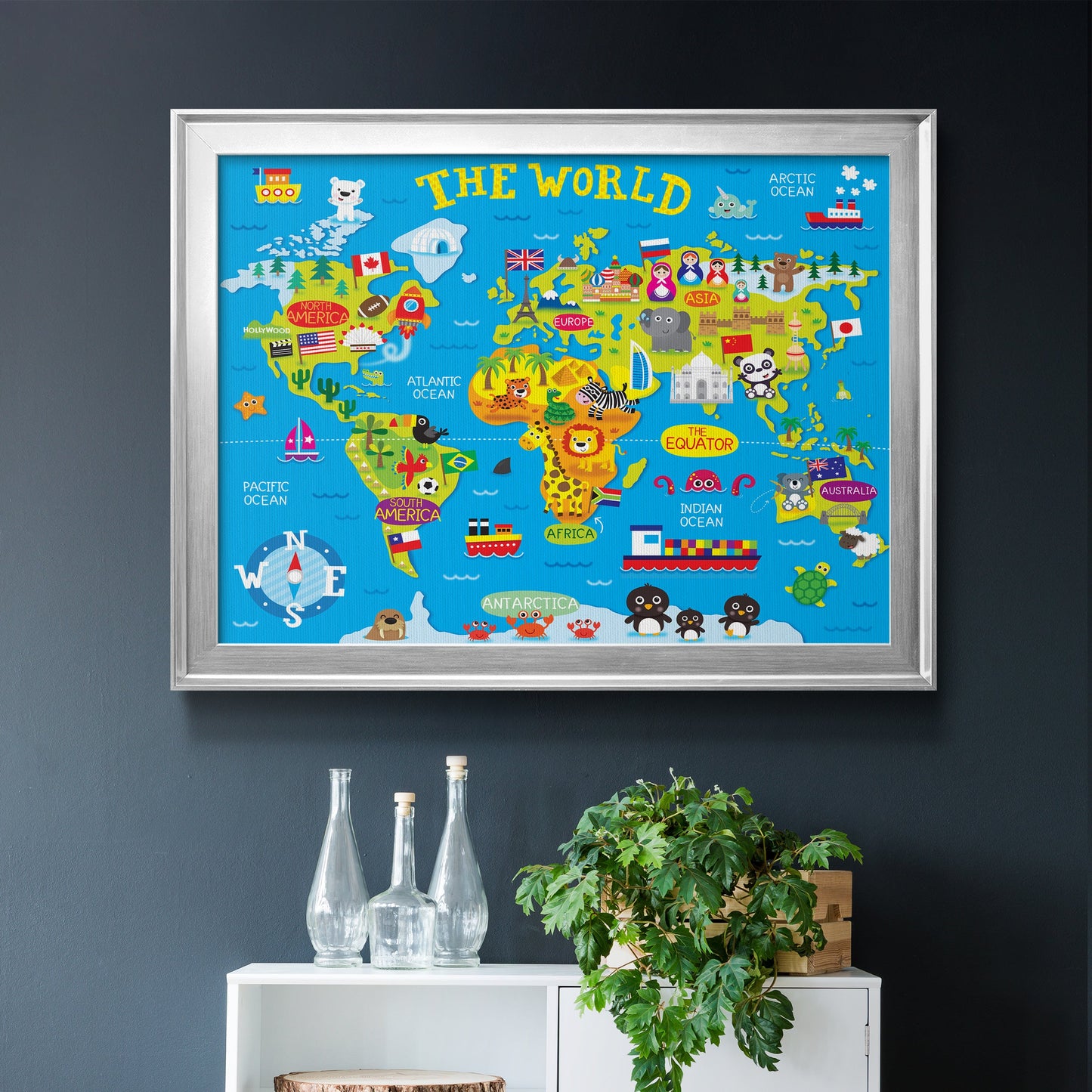 World Map Premium Classic Framed Canvas - Ready to Hang