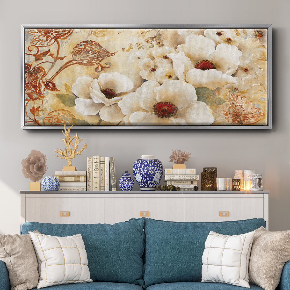 English Garden - Floater Framed Canvas Print