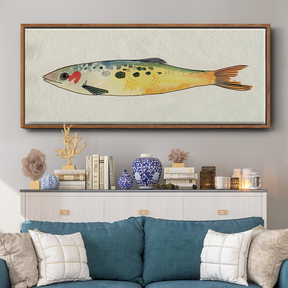 Fanciful Fish I - Floater Framed Canvas Print