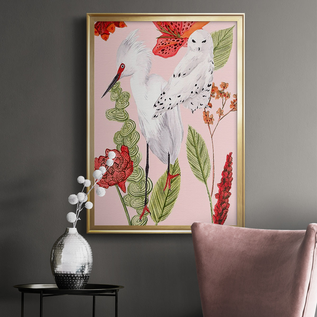 Birds in Motion III - Modern Framed Canvas Print