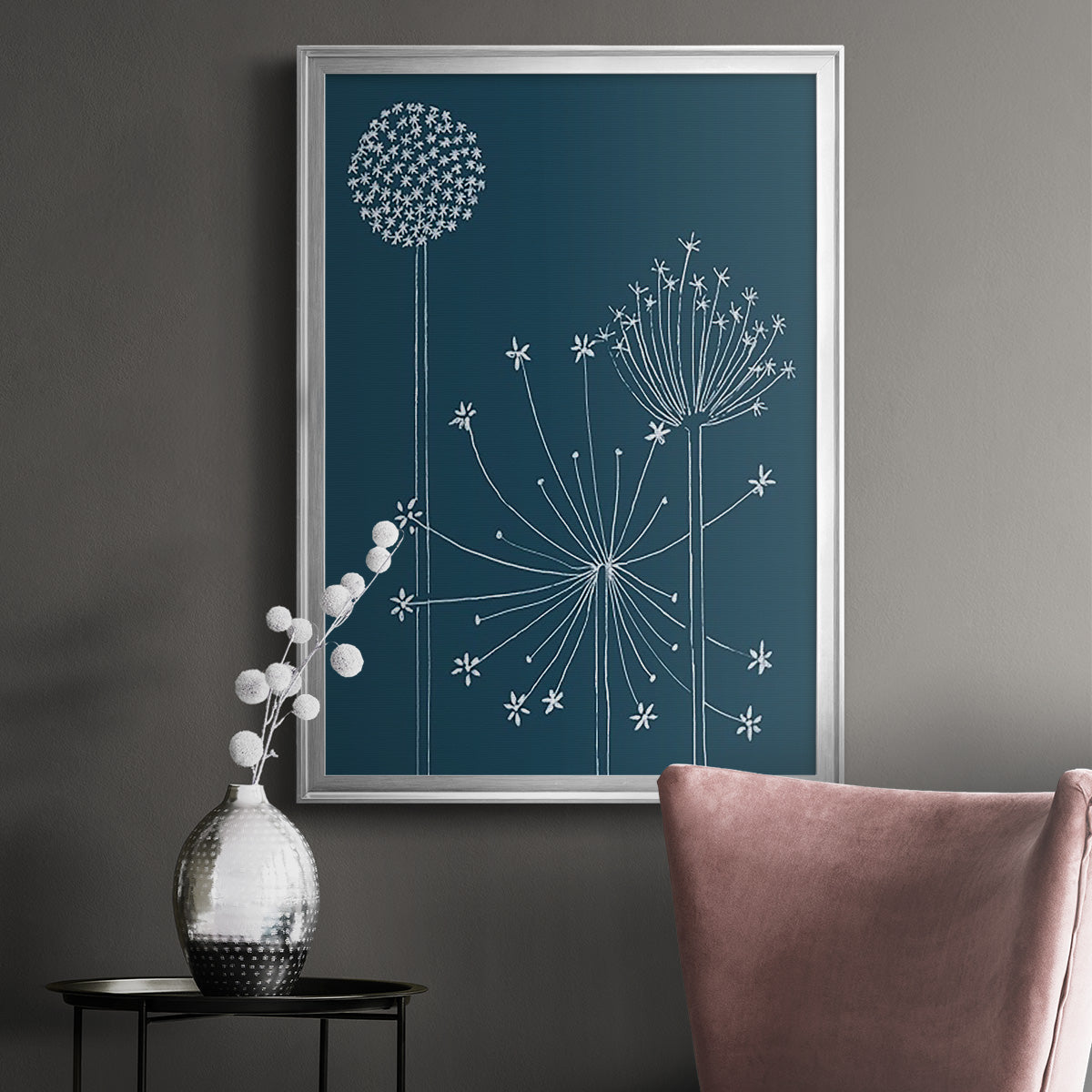 Graphic Alliums I - Modern Framed Canvas Print