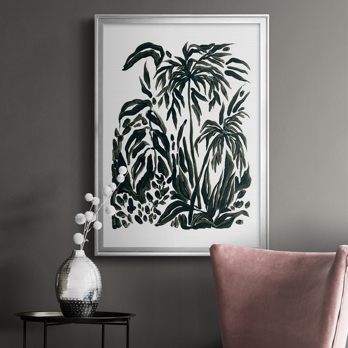 Ink Jungle IV - Modern Framed Canvas Print