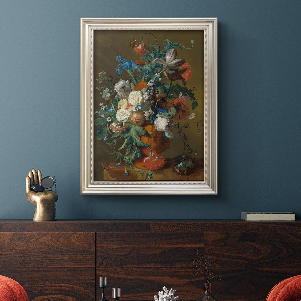 Flowers in an Urn - Ornate Framed Canvas Print