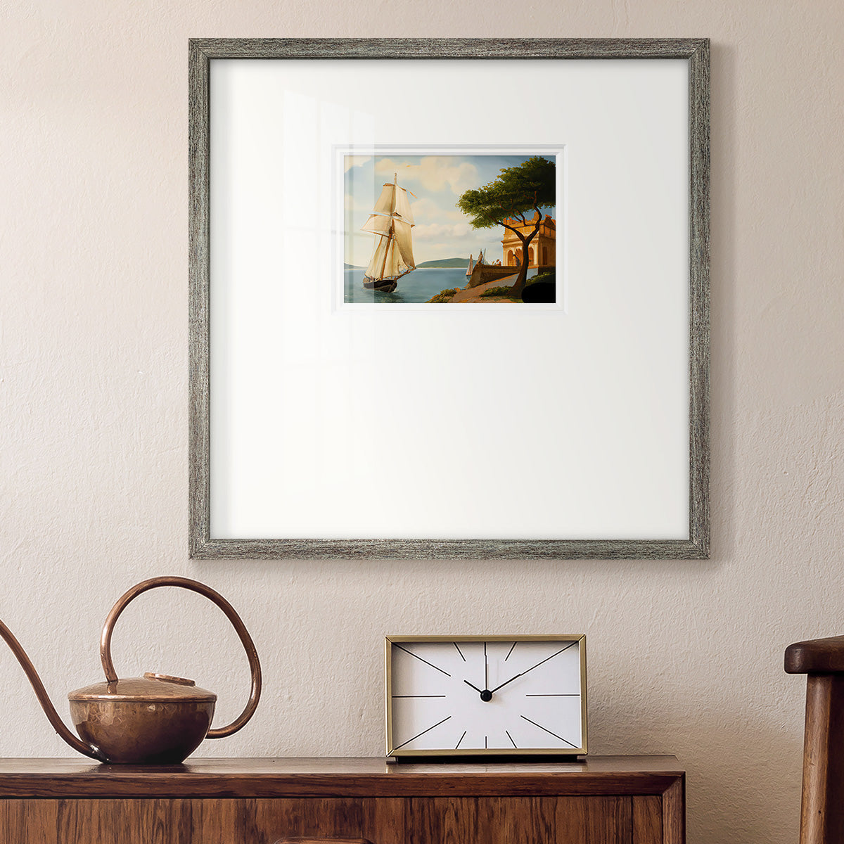 Sail Boat on the Edge Premium Framed Print Double Matboard