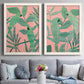 Pink and Green Birds of Paradise I - Premium Framed Canvas 2 Piece Set - Ready to Hang