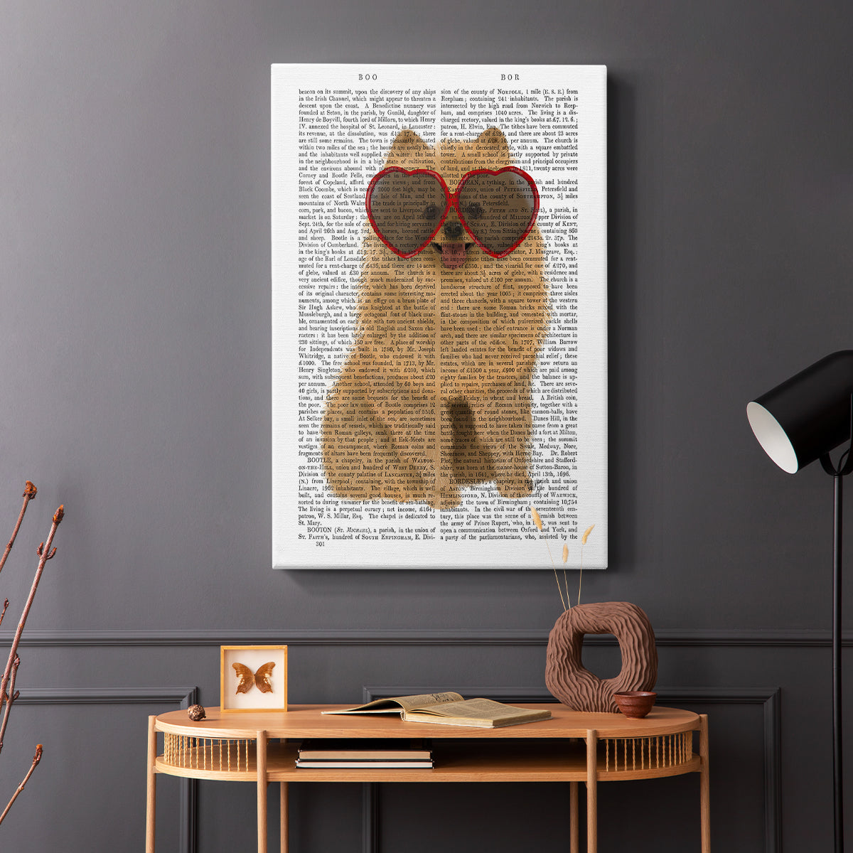 Pomeranian and Heart Glasses - Canvas Art Print