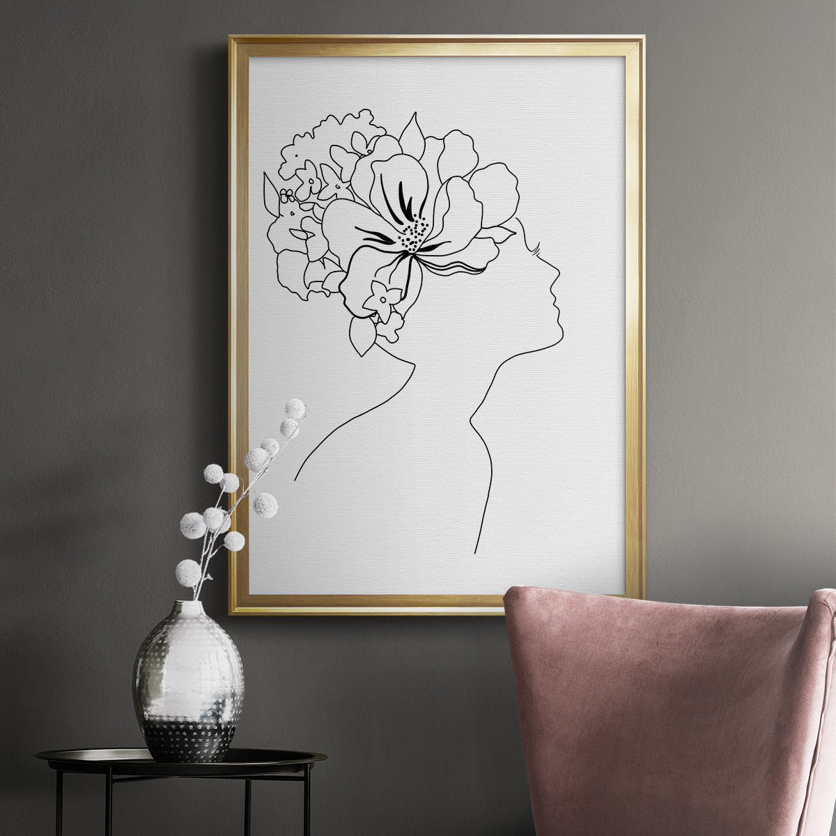 Fashion Floral Sketch I - Modern Framed Canvas Print