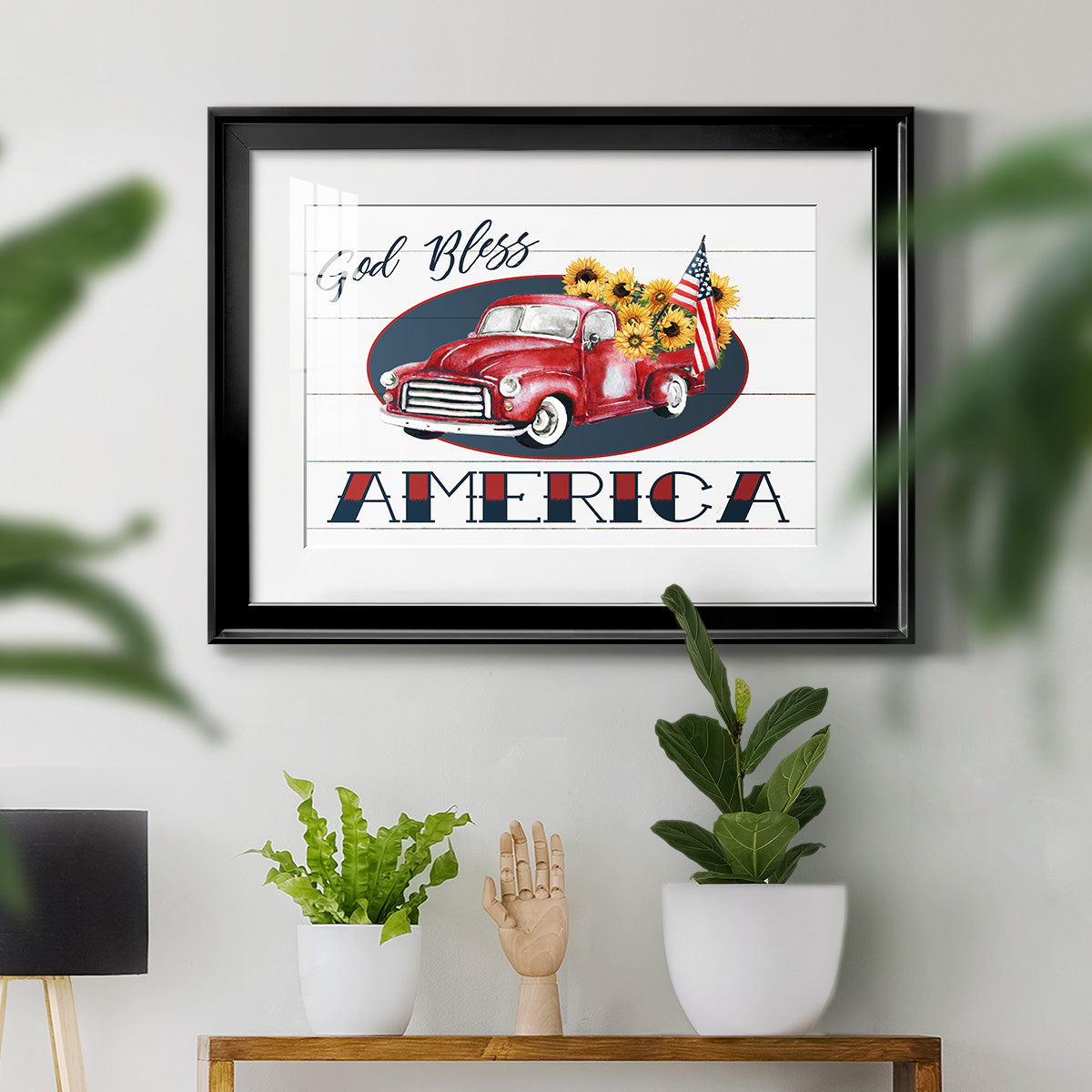 God Bless America Truck - Modern Framed Art Print